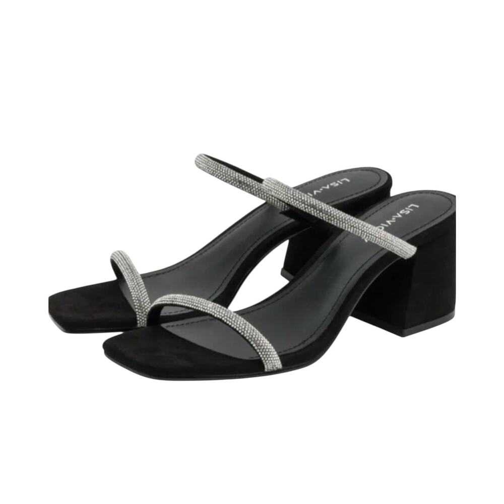 NIB! Lisa Vicky Mood Pavé Crystal Block Heel Slide Glitzy Sandal - Size 7.5